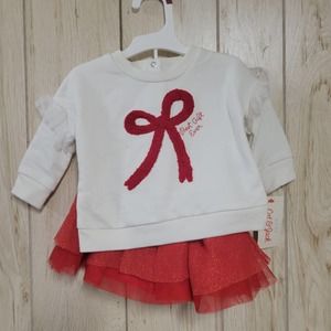 CAT & JACK Ribbon Tutu Bloomer Sweater Christmas Outfit 3-6M